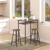 HOMCOM 3 Piece Counter Height Bar Table and Chairs Set, Space Saving Dining Table with 2 Matching Stools, Brown/Black