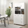HOMCOM 66" Buffet with Hutch, Freestanding Kitchen Pantry with 2 Large Cabinets, 1 Pull Up Cabinet, 3 Drawers, White