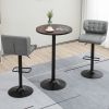 HOMCOM 42 Bar Height Round Table Weathered Wood Top Steel Frame for Home Bar Kitchen Dining Room Brown Black