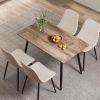 47" Modern minimalist MDF wood color dining table and Beige dining chair for 4,black metal legs, small sized dining table, office desk, kitchen table
