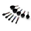Professional 10 Piece Plastic Nesting Measuring Cup and Spoon Set Black