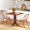 1PC Square Dining Table with Pedestal Base and Rubber Wood Frame