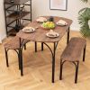 3-Piece Dining Table Set for 4 with Metal Frame