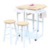 Semicircle Solid Wood Folding Dining Cart with 2 Free Stools burlywood Replacement code: 32534704