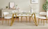 70.9-inch rectangular glass dining table, suitable for 1-8 people, modern style home kitchen dining table, equipped with sturdy metal table legs