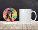 Hippie Animal Horse Large Sandstone Coasters Pack of 4 Absorbent Round Coasters Decor Gifts for Men or Women, 4 in, Multicolor