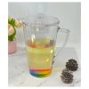 2.5 Quarts Water Pitcher with Lid, Rainbow Design Unbreakable Plastic Pitcher, Drink Pitcher, Juice Pitcher with Spout BPA Free