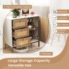 Rattan Sideboard Buffet Cabinet with 1 Door and 3 Drawers