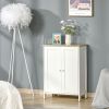 HOMCOM Storage Cabinet with Doors, 2 Adjustable Shelves, Freestanding 3-Tier Storage Cabinet for Living Room, Bedroom & Hallway, White