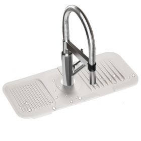 Faucet Splash Mat 14.56x5.51in Silicone Sink Drying Mat Water Drip Catching Tray Water Drainage Pad Sponge Soap Holder for Kitchen Bathroom Sink Fauce (Option: beige)