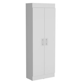 Teller Pantry Cabinet with Five Shelves (Color: White, Material: Manufactured Wood)