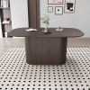 63 " MDF New Style Dining Table and Regular Edge Table, 4-8 Person Dining Table, Vertical Striped Table Legs, Thick Elegant Combination Table Top