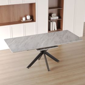 62.4" Extendable 78.15"Very large Grey Dining Table Modern Mid-Century Kitchen Table Set for Dining Room, party Table,Conference table (Color: as Pic)