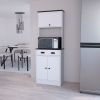 Tennant Kitchen Pantry with Drawer, 2 Cabinets, and Microwave Stand, White