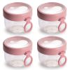 4Pcs Overnight Oats Containers with Lids and Folding Spoons 20OZ Portable Leak-proof Oats Jar For Milk Vegetable and Fruit Salad Yogurt Breakfast Cere