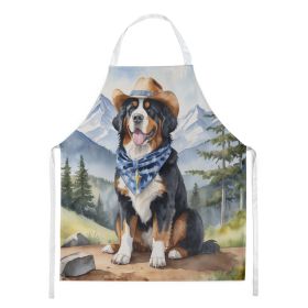Bernese Mountain Dog Cowboy Welcome Apron Cooking Kitchen Server Baking Crafts Gardening for Adult Women Men, Unisex, Large, Multicolor (Default: Default)
