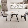 47-63" expandable circular dining tables , equipped with 4 PU fabric thick cushioned dining chairs and an elegant and spacious dining table
