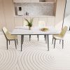 47"-63" expandable dining table set for 2-6 people, equipped with PU fabric thick cushioned dining chair and an elegant and spacious dining table