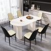 63 "medieval modern cream style MDF dining table and PU dining chair set 4. Assemble Desktop and black metal leg dining chair set