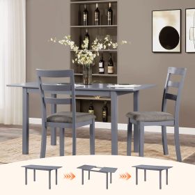 59'' Extendable Dining Table, Modern House Dining Room Table for 4-8, Wooden Kitchen Table , Dining Room, Working Office (Main Material: Wood+Bone, Main Color: Dark Gray)