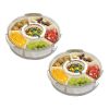 2Pcs Size Options Divided Serving Tray with Lid and Handle 360Â° Rotatable Snack Box Container with 6 Dividers Clear Portable Snack Platters for Fruit
