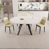 47-63" expandable circular dining tables , equipped with 4 PU fabric thick cushioned dining chairs and an elegant and spacious dining table