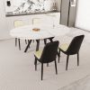 47-63" expandable circular dining tables , equipped with 4 PU fabric thick cushioned dining chairs and an elegant and spacious dining table