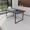 59 " dining table modern industrial rectangular MDF light wood , 4-6 people, 1.5" thick engineering wood tabletop and black rectangular metal legs