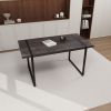59 " dining table modern industrial rectangular MDF light wood , 4-6 people, 1.5" thick engineering wood tabletop and black rectangular metal legs