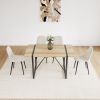 55" MDF Wood Colour Dining Table and Modern Dining Chair Set of 4, Mid Century Wooden Kitchen Table Set, Metal Base & Legs