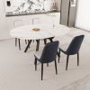 47-63" expandable circular dining tables , equipped with 4 PU fabric thick cushioned dining chairs and an elegant and spacious dining table
