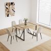 55" MDF Wood Colour Dining Table and Modern Dining Chair Set of 4, Mid Century Wooden Kitchen Table Set, Metal Base & Legs