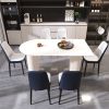 63 "medieval modern cream style MDF dining table and PU dining chair set 4. Assemble Desktop and black metal leg dining chair set