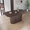 63 " MDF New Style Dining Table and Regular Edge Table, 4-8 Person Dining Table, Vertical Striped Table Legs, Thick Elegant Combination Table Top